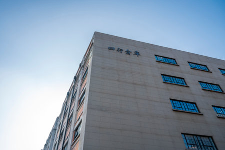 high rise building with blue sky in hongkong,China.のeditorial素材