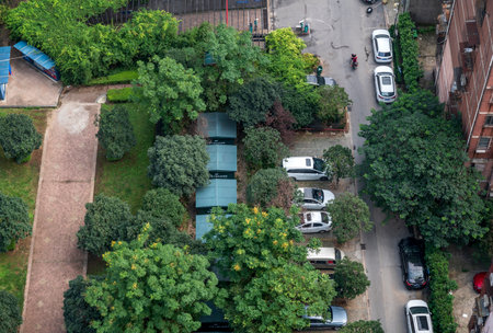 Aerial view of a street in the city of London, UKのeditorial素材