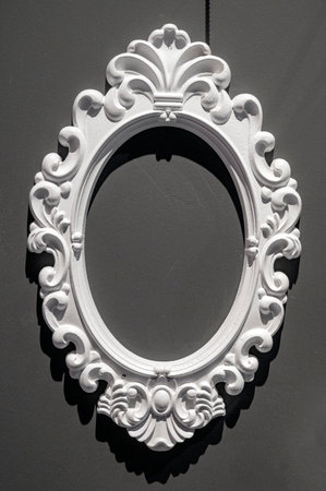 Decorative frame on the wall of the house. Black and whiteの写真素材