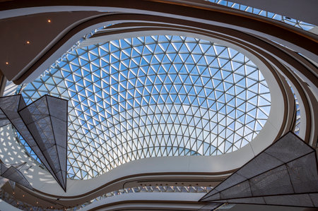Interior of the Gae Aulenti square in Milan. Gae Aulenti square is the biggest square in Milan.