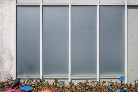 Furniture and window of a shopping mall in Milan, Italyの写真素材