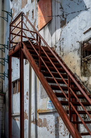 Staircase on an abandoned building in the city of Salvador.の写真素材