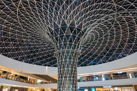 Dubai Mall interior. Dubai Mall is the world's largest shopping mall and one of the largest transportation hubsの写真素材