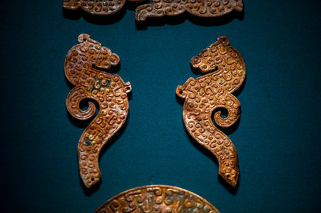 Ancient Chinese Zodiac sign yin and yang on black background