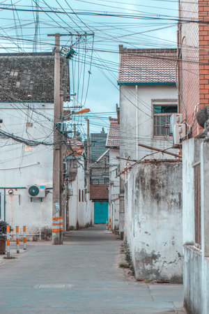 Old street in the old town of Veliko Tarnovo, Bulgariaの写真素材