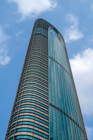 Modern skyscraper in hongkong,china with blue sky