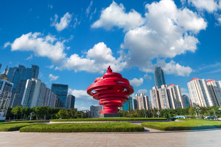 Urban buildings in Qingdao, Shandong Province, Chinaの写真素材