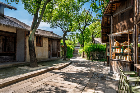 Traditional wooden houses in the old town of Suzhou, China.の写真素材
