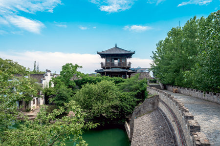 Hangzhou Wuzhen ancient city wall scenery view, Chinaの写真素材