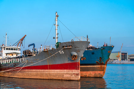 Cargo ship in the port of Essaouira, Morocco