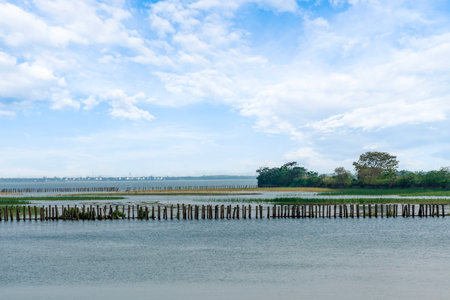 Landscape view of Mae Tam reservoir, Chiang Rai province.の写真素材
