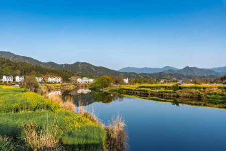 Scenery of the Wuyuan Garden in Wuyuan, Jiangxiの写真素材