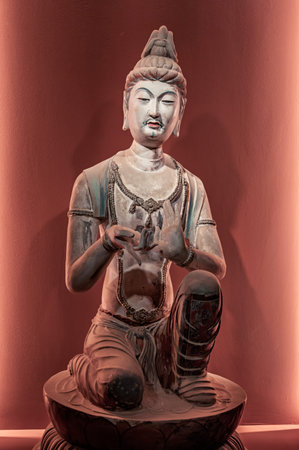 Buddha statue in chinese temple, Thailand. Religious art.の写真素材