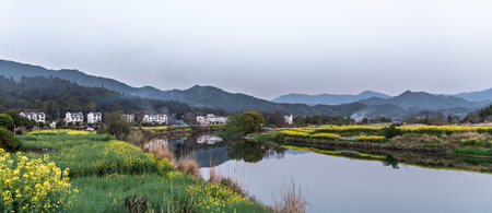 Landscape view of Jinshanling in Jiangxi, Chinaの写真素材