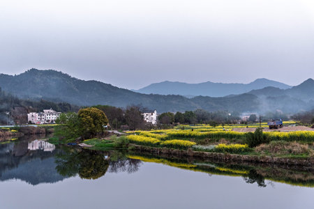 Rural landscape scenery view of Wuyuan County, Jiangxi Provinceの写真素材