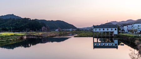 Panoramic view of Wuyuan, Jiangxi, Chinaの写真素材
