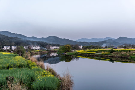 Landscape scenery view of Wuyuan County, Jiangxi Provinceの写真素材