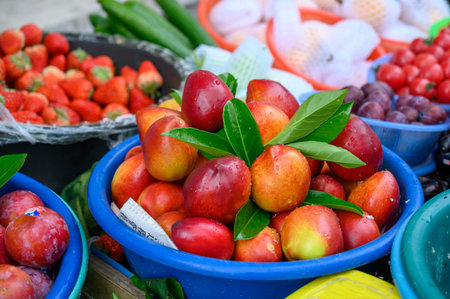 Fruits at the market in the city of Bangkok in Thailand in Southeastasia.の写真素材