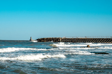 The breakwater on the Baltic Sea in Gdansk, Poland.
