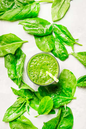 Spinach smoothies top viewの写真素材