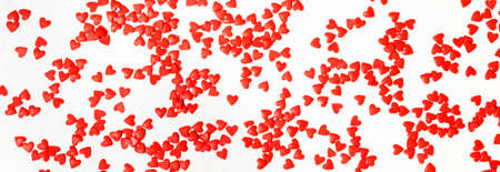 Sweet red hearts on white background - Valentine's Day or love concept, flat lay with place for...
