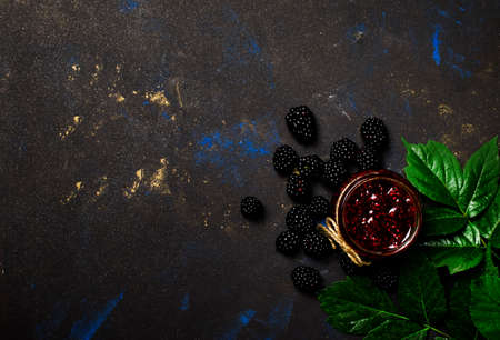 Homemade blackberry jam, top view
