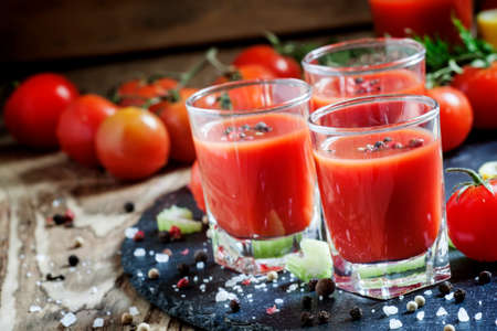 Kamikaze Cocktail with tomato juice and spices, selective focusの写真素材