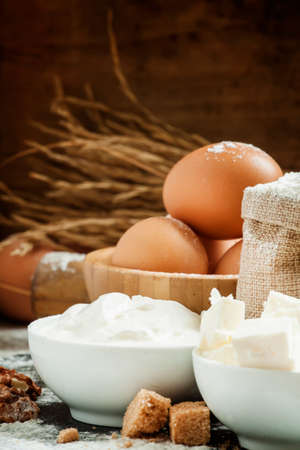 Ingredients for baking in a country style, selective focusの写真素材