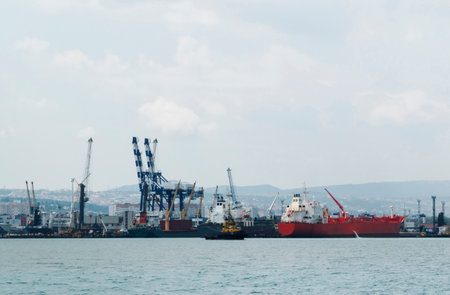 Novorossiysk, Russia - June 23, 2017: View of the Novorossiysk Commercial Sea Port.のeditorial素材