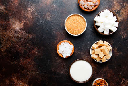 Different kinds of sugar in the assortment, top viewの写真素材