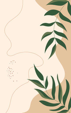 Abstract contemporary nature background design - summer sale, social media promotional content. Leaves, sand, and beach. Design for poster, card, invitation, brochureのイラスト素材