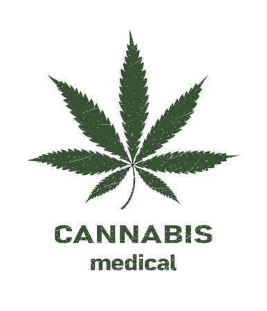 Cannabis leaf logo design. Vector Hemp luxury retro scratch icon sign. Marijuana labelのイラスト素材
