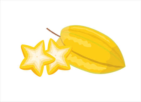 Carambola fruit, flat style vector illustration isolated on white backgroundのイラスト素材