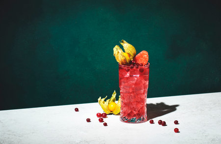 Sea breeze alcoholic cocktail with vodka, cranberries, grapefruit juice, orange and ice, decorated...