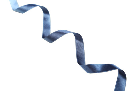 Blue ribbon on white の写真素材