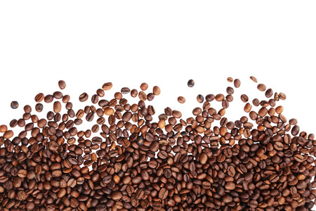 Coffee beans isolated in white backgroundの写真素材