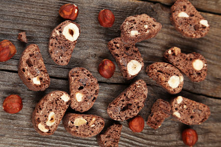 Cantuccini cookies on brown wooden の写真素材