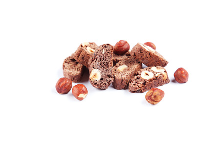Cantuccini cookies isolated on whiteの写真素材