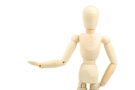 Wooden man on white の写真素材