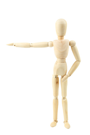 Wooden figure isolated on whiteの写真素材