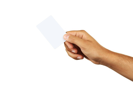 Hand holding a business cardの写真素材