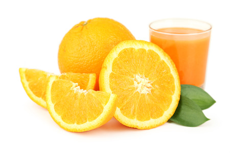 Orange fruit isolated on whiteの写真素材