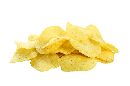 Potato chips isolated on whiteの写真素材