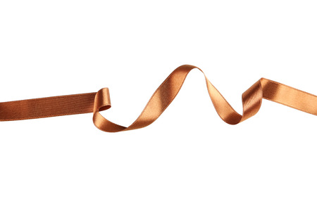 Brown ribbon on white backgroundの写真素材