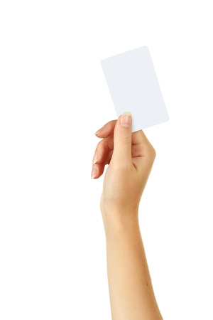 Hand holding a business cardの写真素材