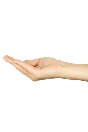 Hand sign on white backgroundの写真素材