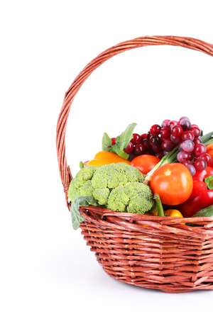 Vegetable in basket on white backgroundの写真素材