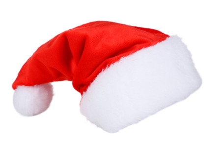 Santa Claus red hat isolated on whiteの写真素材