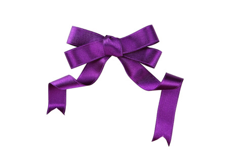 Purple bow isolated on whiteの写真素材