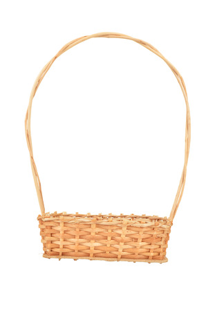 Wicker basket isolated on whiteの写真素材